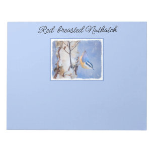 Red-Breasted Nuthatch Painting Original Bird Art Notepad