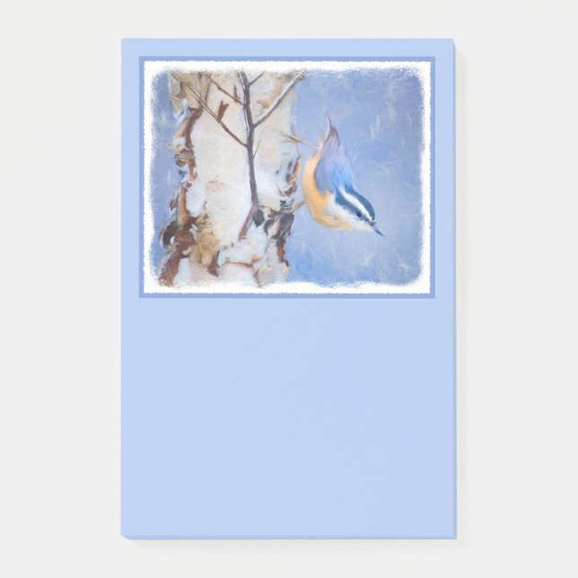 Red-Breasted Nuthatch Painting Original Bird Art Post-it Notes (Front)