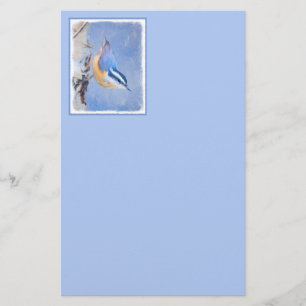 Red-Breasted Nuthatch Painting Original Bird Art Stationery