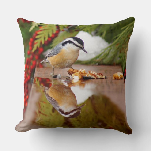 Red-breasted Nuthatch Throw Pillow (Front)