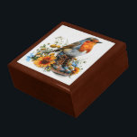 Red Breasted Robin On Floral Cottge Design Gift Box<br><div class="desc">Store your treasures or give a treasure gift box to someone as a beautiful gift. 
 Choices of wood frames are now available.
Many designs for different occasions are available in my store.</div>