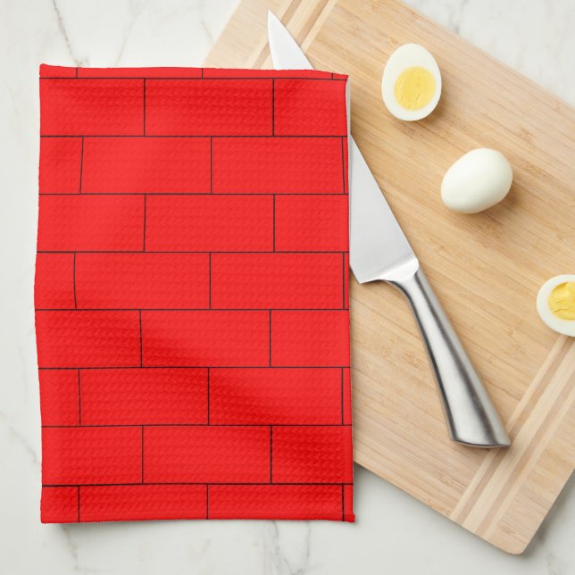 Red Brick Design Kitchen Towel (Quarter Fold)
