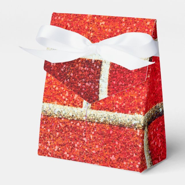 Red Brick & Glitter Holiday Christmas Party Favor Box (Front Side)