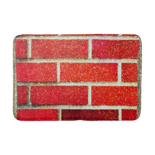 Red Brick & Glitter Holiday Party Modern Glam Chic Bath Mat