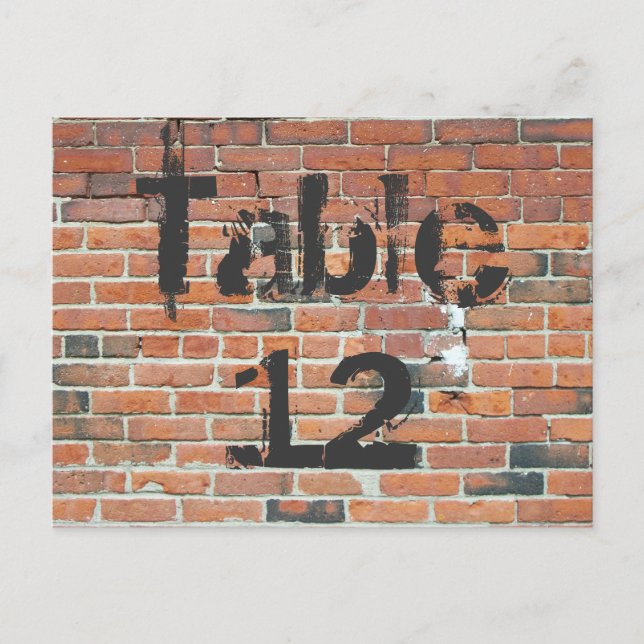Red Brick Graffiti Reception Table Numbers Postcard (Front)