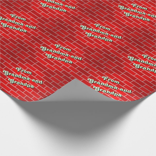 Red Brick Personalized Christmas Wrapping Paper (Corner)