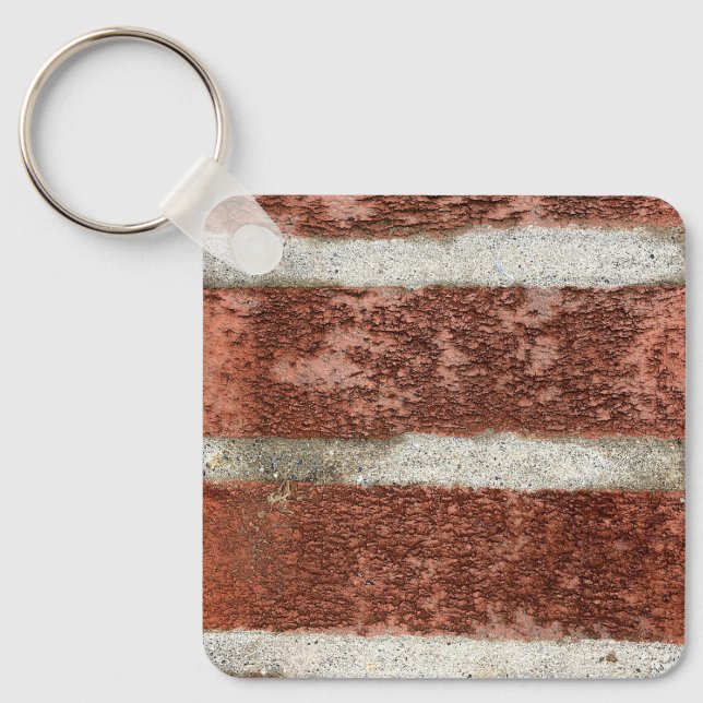 Red Brick Wall Concrete Cement Texture Keychain (Front)