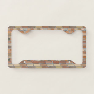 Red brick wall. license plate frame