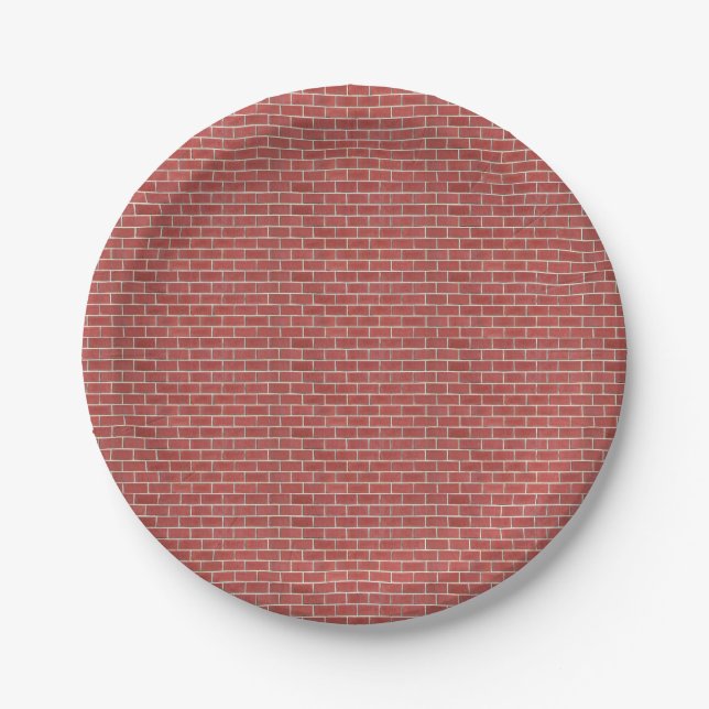 Red Brick Wall Paper Plates (Front)