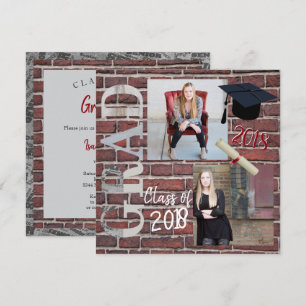 Red Brick Wall Photo - Graduation Invitation