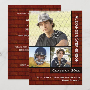 Red Brick Wall Photo Graduation Invitation