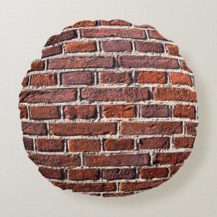 Red brick wall stone bricks masonry round pillow