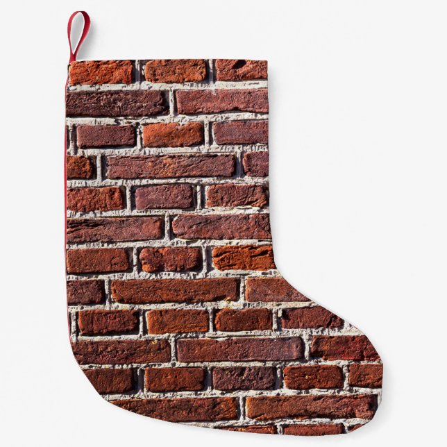 Red brick wall stone bricks masonry small christmas stocking (Front)