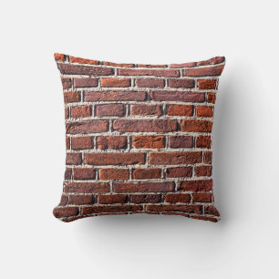 Red brick wall stone bricks masonry throw pillow