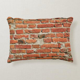 Red brick wall texture grunge background. Abstract Accent Pillow