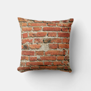 Red brick wall texture grunge background. Abstract Throw Pillow