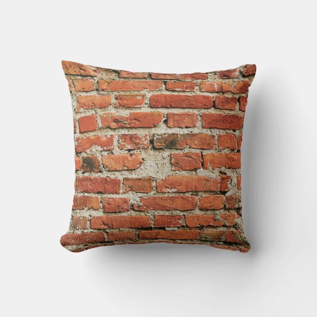 Red brick wall texture grunge background. Abstract Throw Pillow (Front)