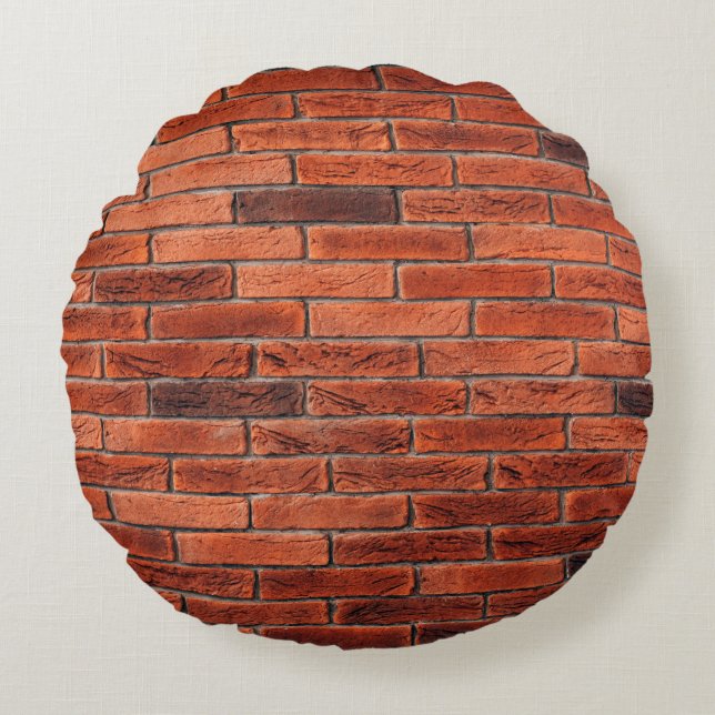 Red brick wall texture grunge backgroundbrick,wall round pillow (Front)
