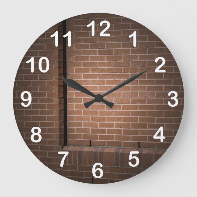 Red Brick Wall Textured Large Clock (Front)