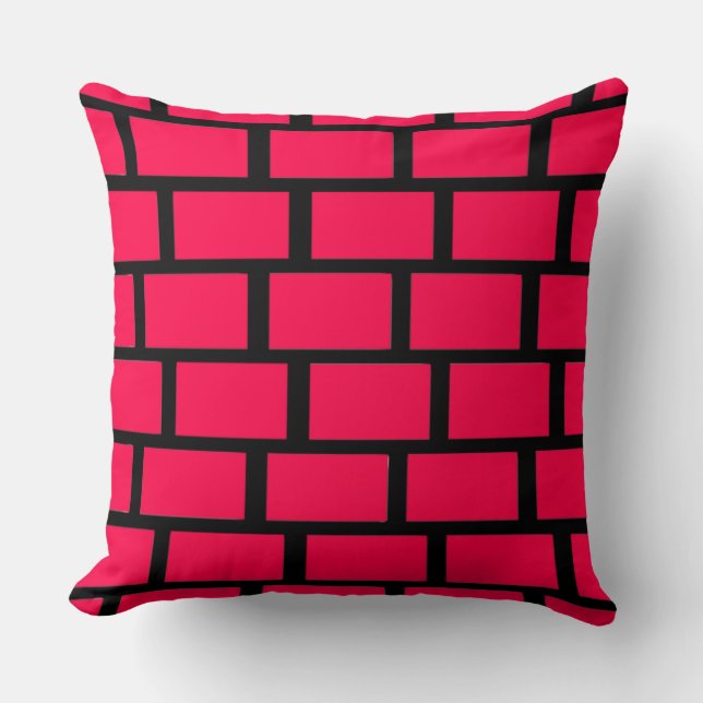 RED BRICK WALL THROW PILLOW (Front)