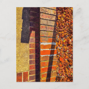 Red Brick Wall with Dramatic Sunlight and Shadows Postcard