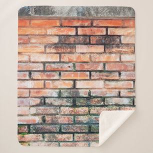 Red brick wall with stainsabstract,aged,architectu sherpa blanket
