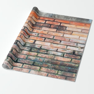Red brick wall with stainsabstract,aged,architectu wrapping paper