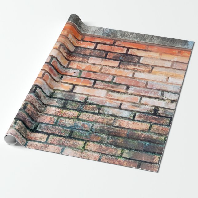 Red brick wall with stainsabstract,aged,architectu wrapping paper (Unrolled)