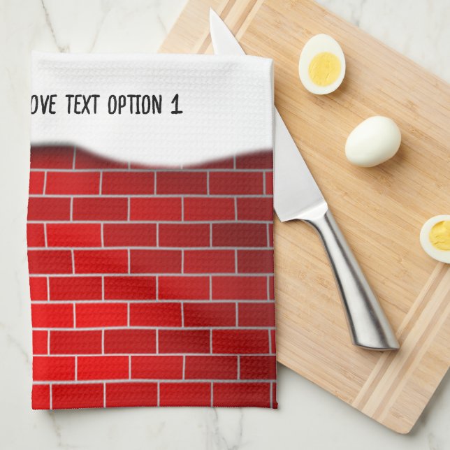 Red Brick with Snow Drift Christmas Kitchen Towel (Quarter Fold)