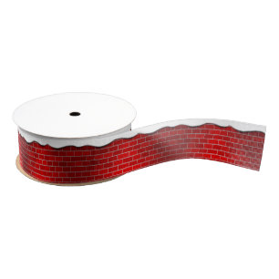 Red Brick with Snow Drift - Snowy Top Grosgrain Ribbon