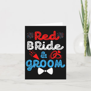 Red Bride And Groom Funny Wedding Marriage Party 4 Card