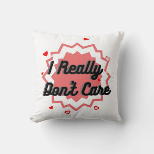 Red Bright Logo Graphic Design I Really Don't Care Throw Pillow