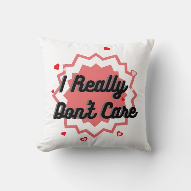 Red Bright Logo Graphic Design I Really Don't Care Throw Pillow (Front)