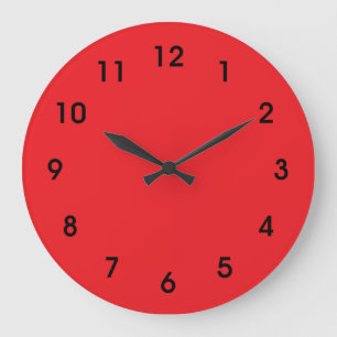 Red, bright red, solid color large clock