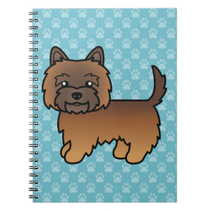 Red Brindle Cairn Terrier Cartoon Dog On Blue Notebook