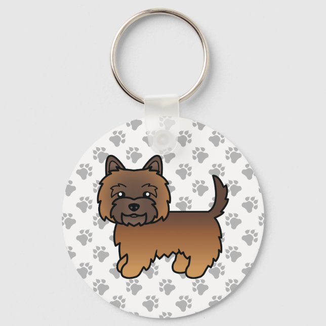Red Brindle Cairn Terrier Cute Cartoon Dog Keychain (Front)
