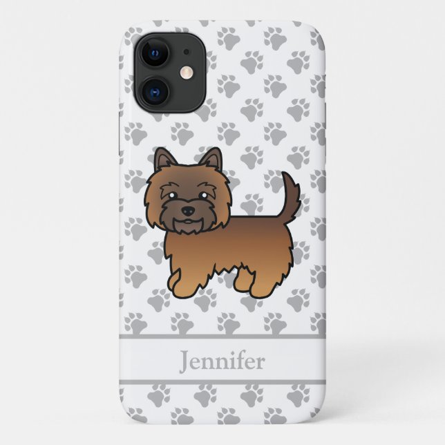 Red Brindle Cairn Terrier Cute Cartoon Dog & Name Case-Mate iPhone Case (Back)