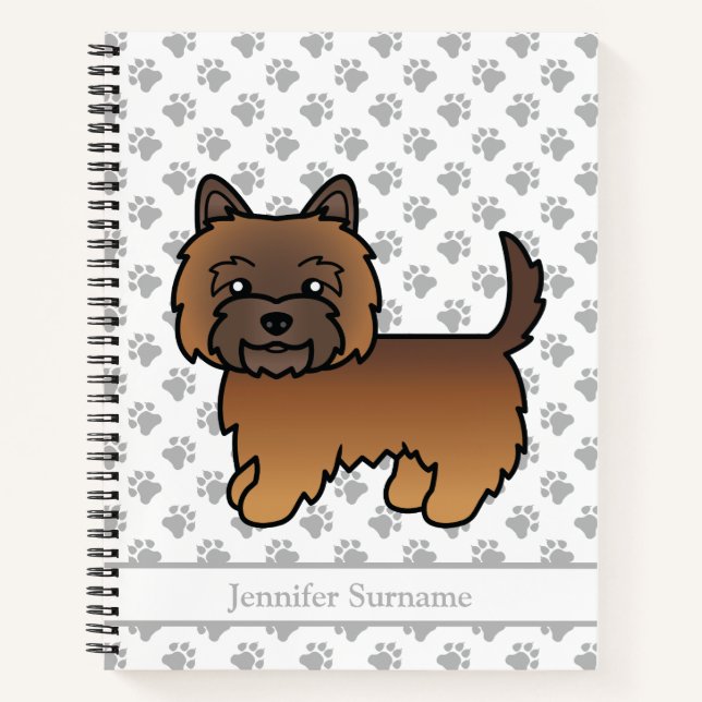 Red Brindle Cairn Terrier Cute Dog & Custom Text Notebook (Front)