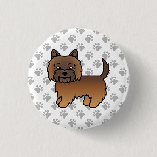 Red Brindle Cairn Terrier Dog Illustration Paws 1 Inch Round Button