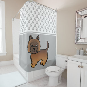 Red Brindle Cairn Terrier Dog & Paws Pattern Grey