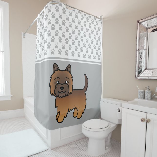 Red Brindle Cairn Terrier Dog & Paws Pattern Grey (In Situ)