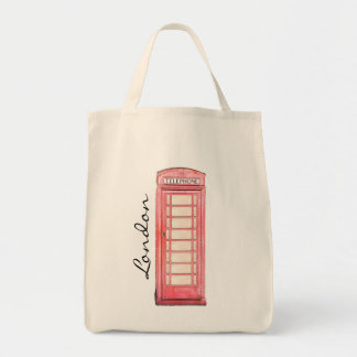 Red British phone booth - London tote Bag