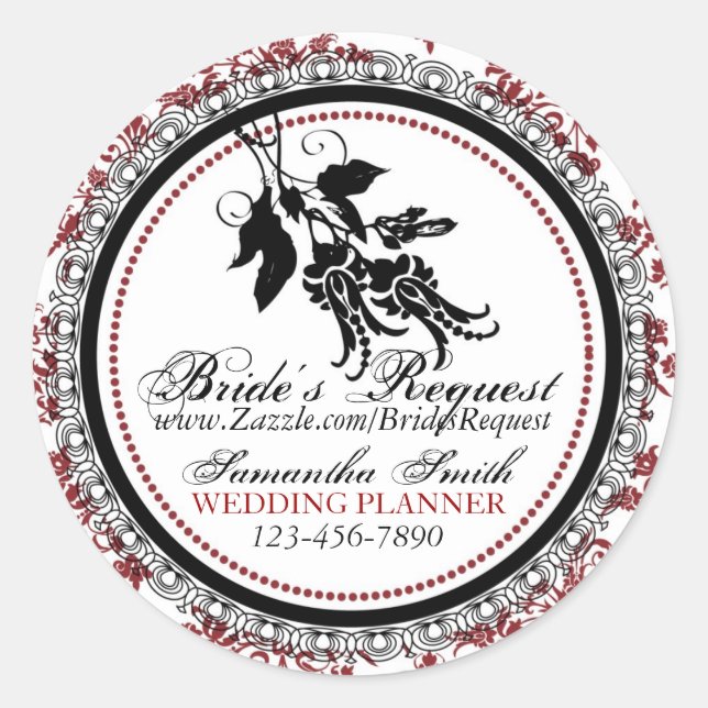 Red Brocade Business Sticker B (Front)