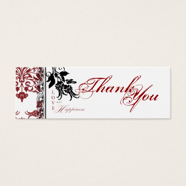 Red Brocade TY Skinny Gift Tag (Front)