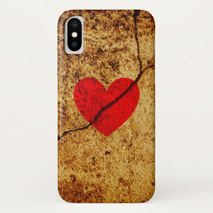 Red broken heart on a gold wall Case-Mate iPhone case