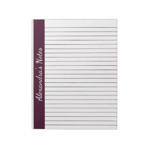 Red Brown 8.5x11 Letter Size Left Vertical Name Notepad