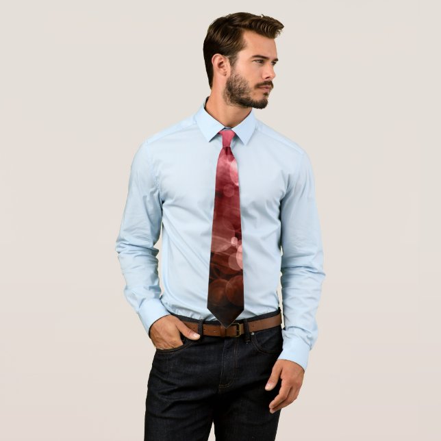 Red & Brown Abstract Bokeh Pattern Men's Tie (In Situ)