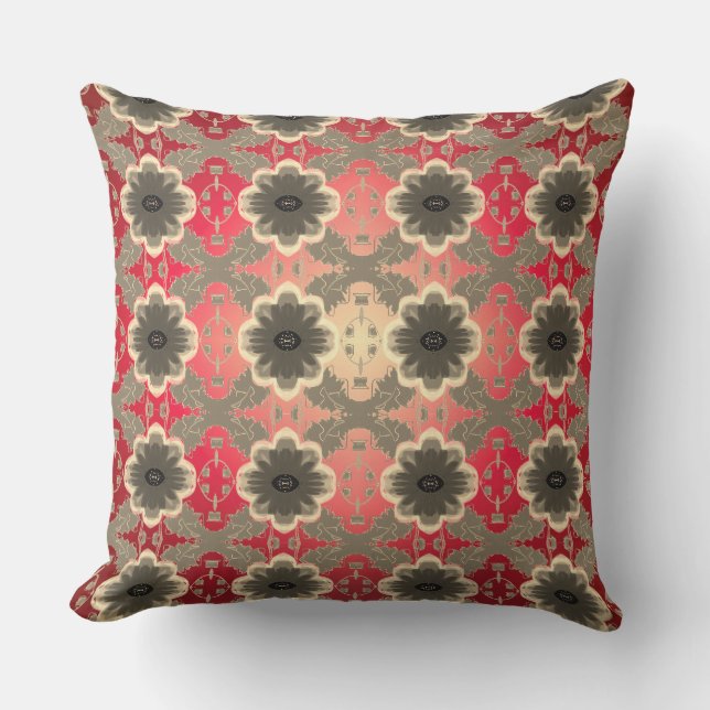 Red Brown and Black Outdoor Pillow (Front)