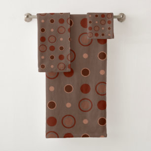 Red, brown and Rust dots Bath Towel Set