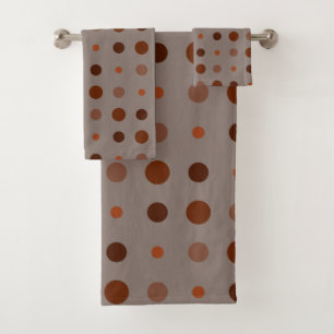 Red, brown and Rust dots Bath Towel Set